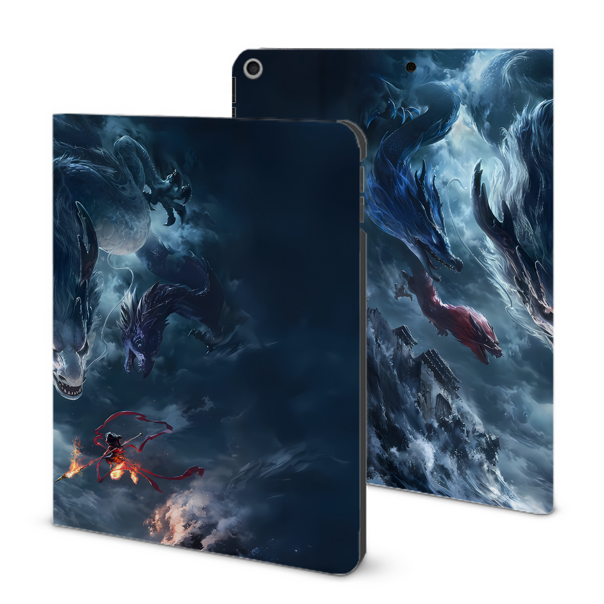 （画像用） Ne Zha 2 ナタ 魔童の大暴れ IPad ケース ブック型 PUレザー TPU 耐衝撃 軽量 薄型 ペン収納なし 全面保護 IPad 各モデル対応